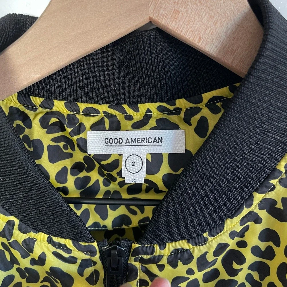 GOOD AMERICAN Sun‎ Beam Leopard Print Shear Pleat Jacket Size 2